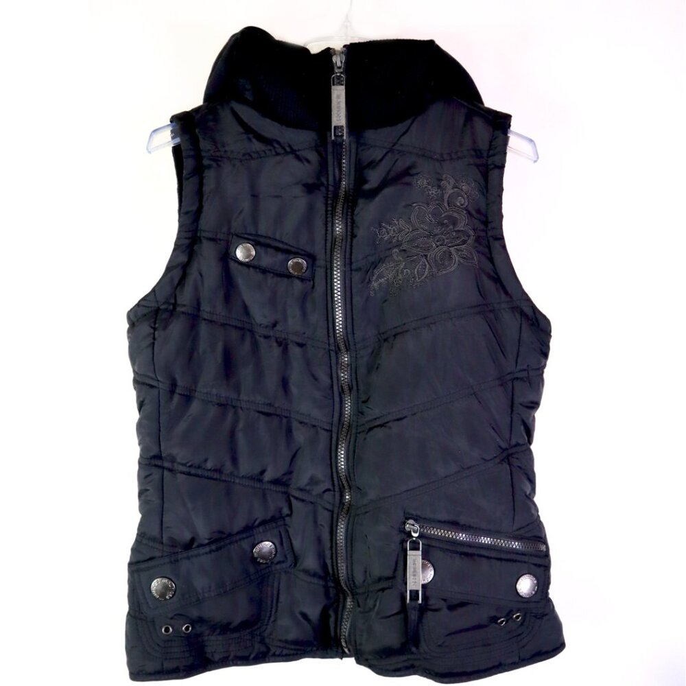Maurices Padded Hooded Black Vest